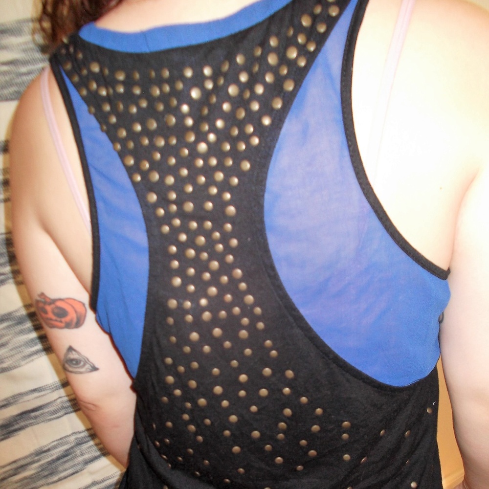 Black and Blue Decorative Tank Top